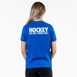 Hockey T-Shirt Short Sleeve - All Day Every Day (Back Design) -Sport Play Mode hk 07032 ROYAL FEMALE BACK