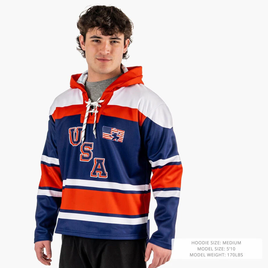 Hockey Gameday Hoodie - Patriotic Hockey 2 Hockey Gameday Hoodie - Patriotic Hockey - Image 2
