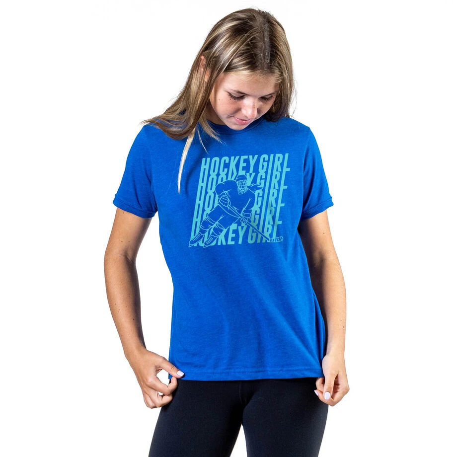 Hockey T-Shirt Short Sleeve - Hockey Girl Repeat 2 Hockey T-Shirt Short Sleeve - Hockey Girl Repeat - Image 2