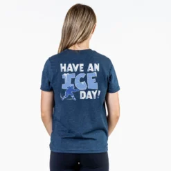 Hockey Short Sleeve T-Shirt - Have An Ice Day (Back Design) -Sport Play Mode hk 07267 NAVY FEMALE BACK