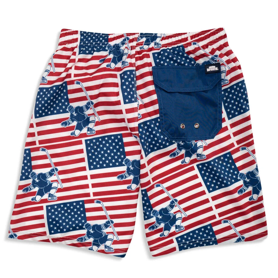 Hockey Swim Trunks - Patriotic 4 Hockey Swim Trunks - Patriotic - Image 4