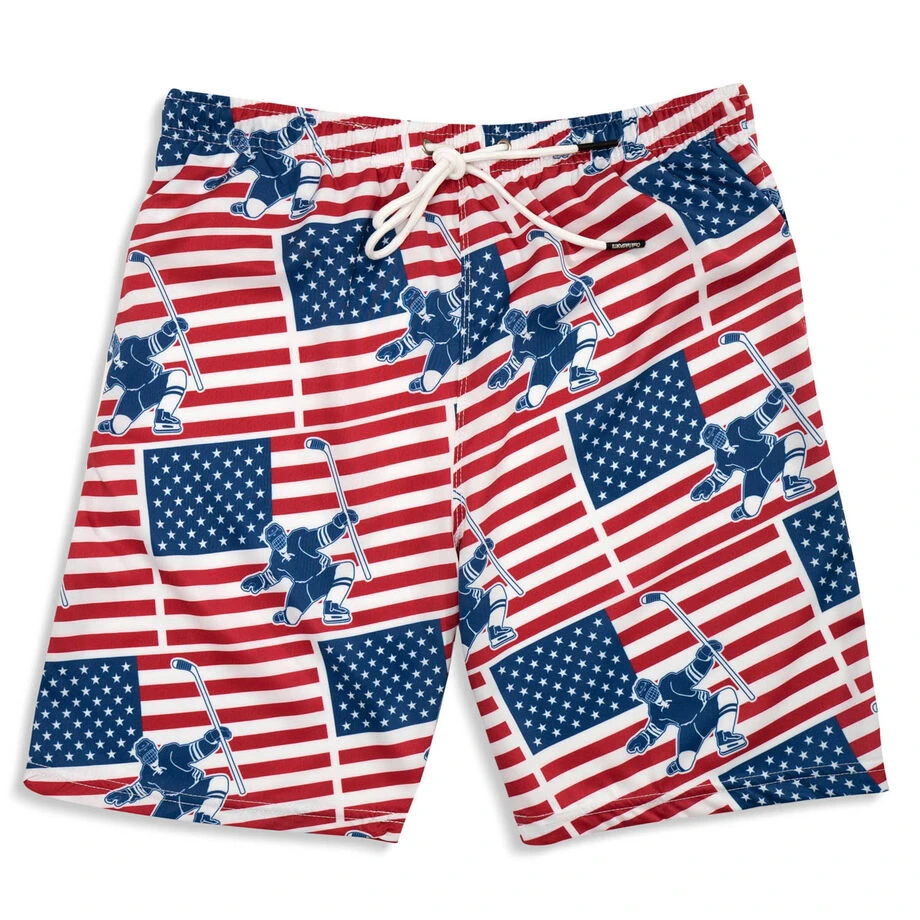 Hockey Swim Trunks - Patriotic 1 Hockey Swim Trunks - Patriotic