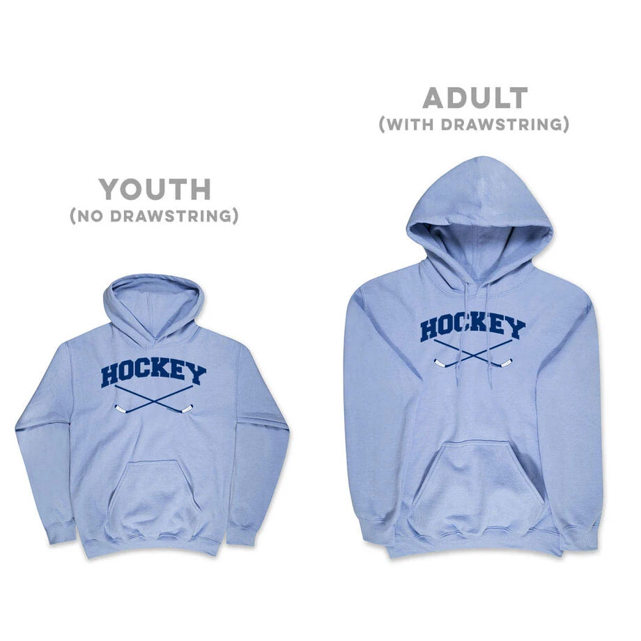 Hockey Hooded Sweatshirt - Hockey Crossed Sticks Logo 7 Hockey Hooded Sweatshirt - Hockey Crossed Sticks Logo - Image 7