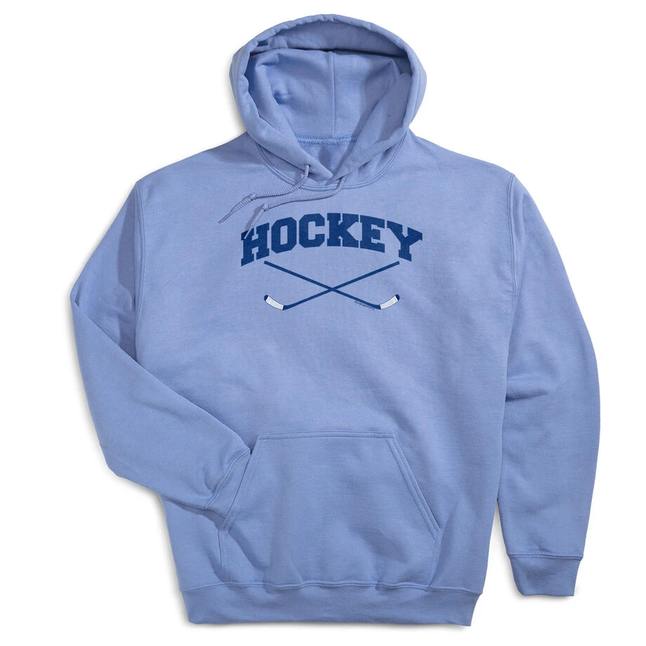 Hockey Hooded Sweatshirt - Hockey Crossed Sticks Logo 1 Hockey Hooded Sweatshirt - Hockey Crossed Sticks Logo