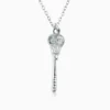 Silver Lacrosse Stick Pendant Necklace With Cubic Zirconia-1 1/4 " Stick