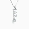 Silver LAX Stick Necklace With Cubic Zirconia