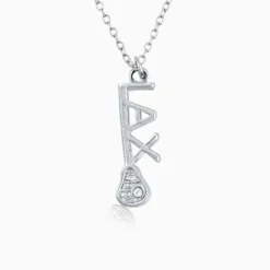 Silver LAX Stick Necklace With Cubic Zirconia