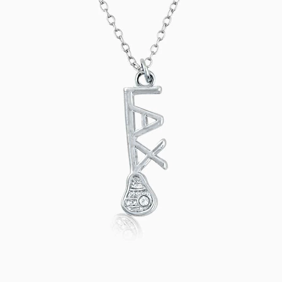 Silver LAX Stick Necklace With Cubic Zirconia 1 Silver LAX Stick Necklace With Cubic Zirconia