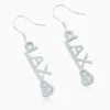 Silver LAX Stick Earrings With Cubic Zirconias