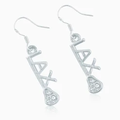 Silver LAX Stick Earrings With Cubic Zirconias
