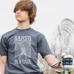 Lacrosse Short Sleeve T-Shirt - Raised In A Cage -Sport Play Mode lx 01066 LIFESTYLE CHARCOAL 1