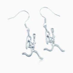 Silver Lacrosse Girl (Stick Figure) Earrings