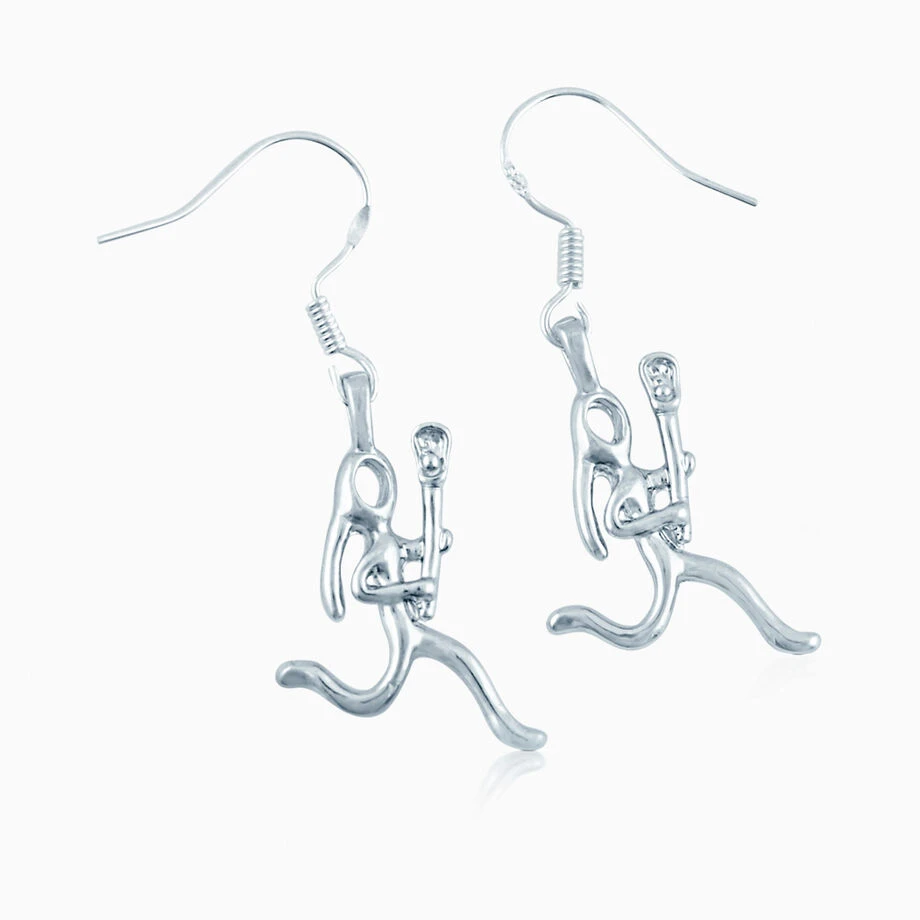 Silver Lacrosse Girl (Stick Figure) Earrings 1 Silver Lacrosse Girl (Stick Figure) Earrings