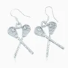 Crossed Lacrosse Sticks With Cubic Zirconia Earrings