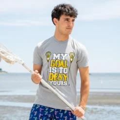 Guys Lacrosse Short Sleeve T-Shirt - My Goal Is To Deny Yours -Sport Play Mode lx 04895 GRAY LIFESTYLE 1