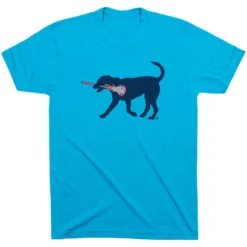 Girls Lacrosse Short Sleeve T-Shirt LuLa The Lax Dog (Blue)