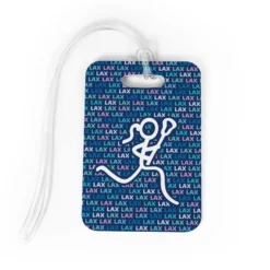 Girls Lacrosse Bag/Luggage Tag - Lax Lax Lax With Female Lacrosse Stick Figure