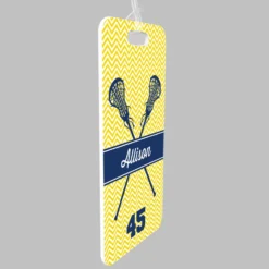 Girls Lacrosse Bag/Luggage Tag - Personalized Girl Lacrosse Sticks Chevron -Sport Play Mode lx 06648 YELLOW ALLPROFILE