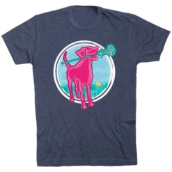 Girls Lacrosse Short Sleeve T-Shirt - Lacrosse Dog With Girl Stick