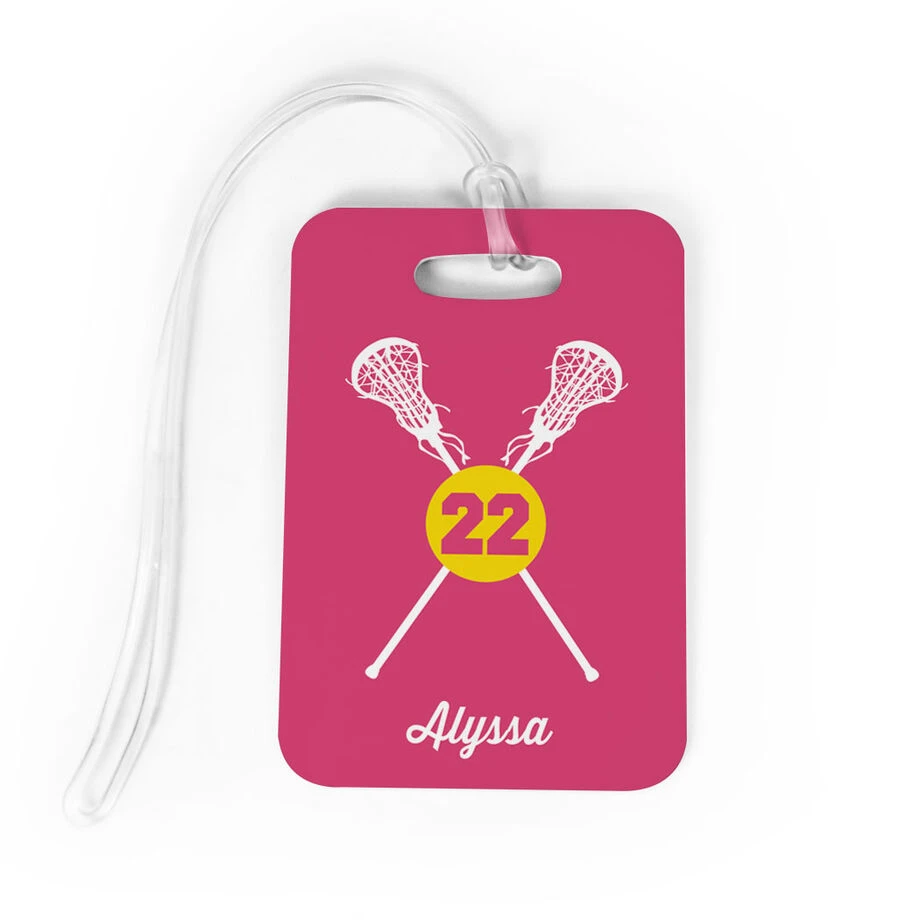 Girls Lacrosse Bag/Luggage Tag - Personalized Crossed Lacrosse Sticks 1 Girls Lacrosse Bag/Luggage Tag - Personalized Crossed Lacrosse Sticks