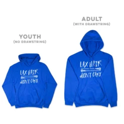 Girls Lacrosse Hooded Sweatshirt - Lax Hair Don't Care 12 Girls Lacrosse Hooded Sweatshirt - Lax Hair Don't Care -Sport Play Mode lx 08077 ROYAL SIZE