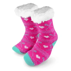 Lacrosse Slipper Socks With Sherpa Lining (Pink)