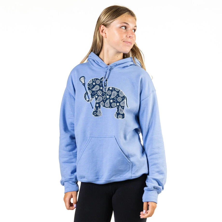 Girls Lacrosse Hooded Sweatshirt - Lax Elephant 2 Girls Lacrosse Hooded Sweatshirt - Lax Elephant - Image 2