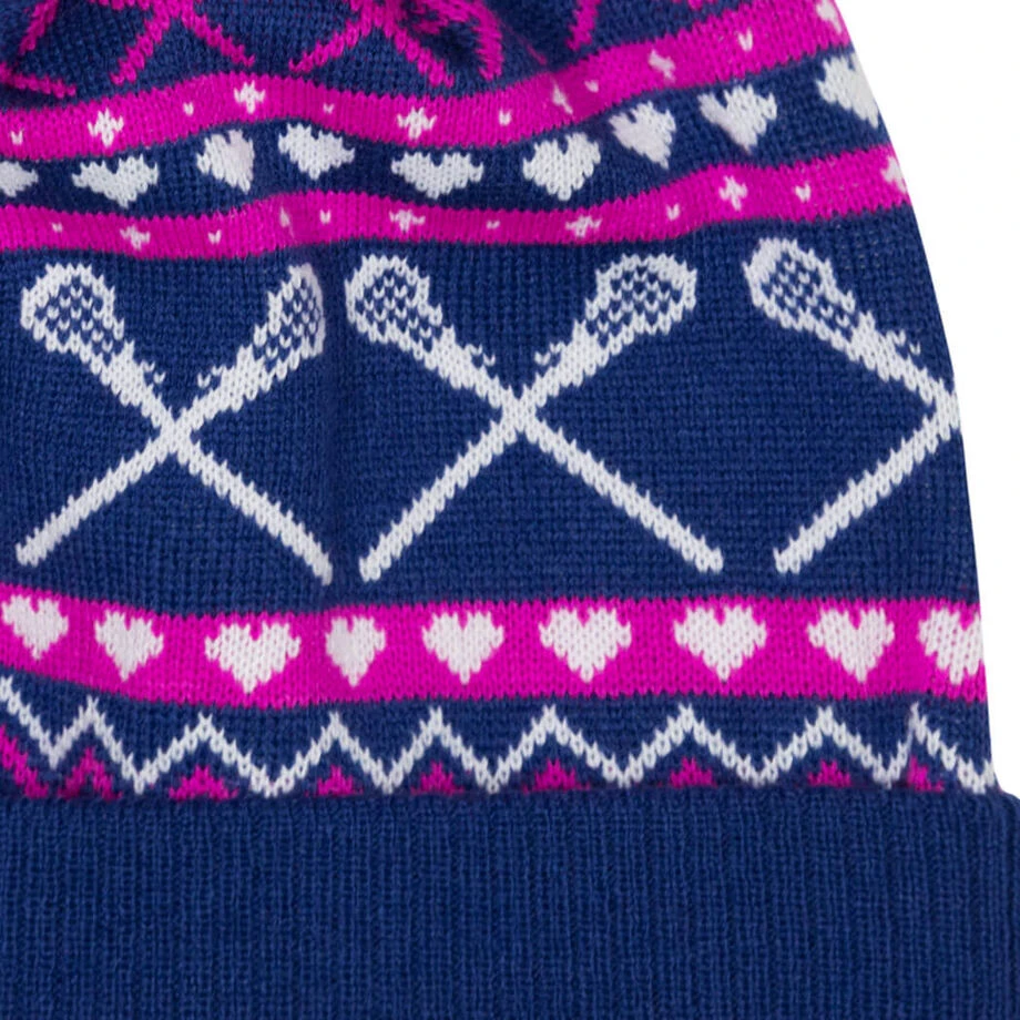 Girls Lacrosse Knit Hat - Crossed Sticks And Hearts 4 Girls Lacrosse Knit Hat - Crossed Sticks And Hearts - Image 4