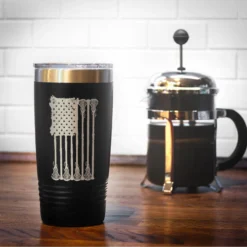 Girls Lacrosse 20 Oz. Double Insulated Tumbler - Lax Flag -Sport Play Mode lx 09270 BLACK COFFEE