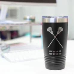 Guys Lacrosse 20 Oz. Double Insulated Tumbler - Crossed Sticks Icon -Sport Play Mode lx 09275 BLACK DESK