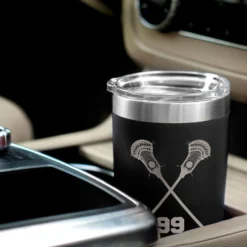 Guys Lacrosse 20 Oz. Double Insulated Tumbler - Personalized Crossed Sticks -Sport Play Mode lx 09278 BLACK CAR