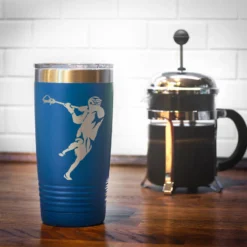 Guys Lacrosse 20 Oz. Double Insulated Tumbler - Player Silhouette -Sport Play Mode lx 09279 ROYAL COFFEE
