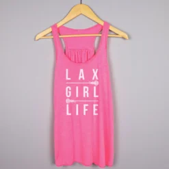 Girls Lacrosse Flowy Racerback Tank Top - Lax Girl Life -Sport Play Mode lx 09292 PINK HANGER