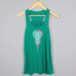 Girls Lacrosse Flowy Racerback Tank Top - Lacrosse Stick Heart Pink Teal White 7 Girls Lacrosse Flowy Racerback Tank Top - Lacrosse Stick Heart Pink Teal White -Sport Play Mode lx 09537 GREEN HANGER