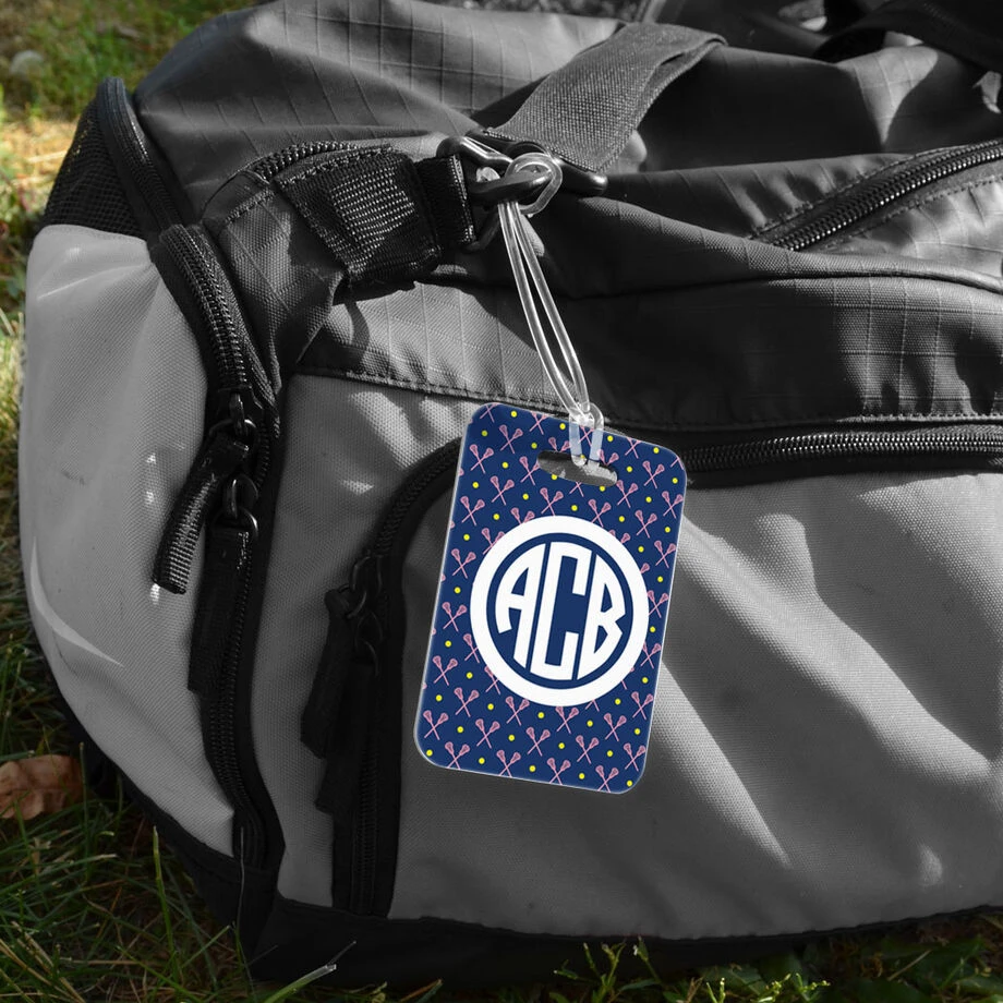 Girls Lacrosse Bag/Luggage Tag - Personalized Girls Lacrosse Pattern Monogram 2 Girls Lacrosse Bag/Luggage Tag - Personalized Girls Lacrosse Pattern Monogram - Image 2