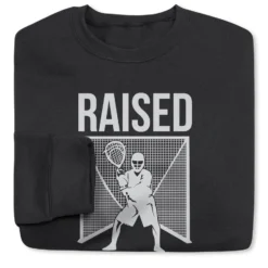 Guys Lacrosse Crewneck Sweatshirt - Raised In A Cage 7 Guys Lacrosse Crewneck Sweatshirt - Raised In A Cage -Sport Play Mode lx 10237 BLACK FOLD