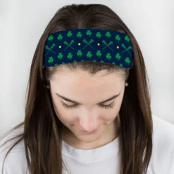 Girls Lacrosse Multifunctional Headwear - Crossed Sticks And Shamrocks Pattern RokBAND -Sport Play Mode lx 10250 FEMALE1