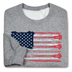 Guys Lacrosse Crewneck Sweatshirt - American Flag 7 Guys Lacrosse Crewneck Sweatshirt - American Flag -Sport Play Mode lx 10288 GRAY FOLD