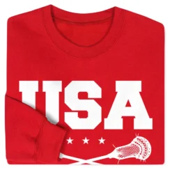 Guys Lacrosse Crewneck Sweatshirt - USA Lacrosse -Sport Play Mode lx 10292 RED FOLD