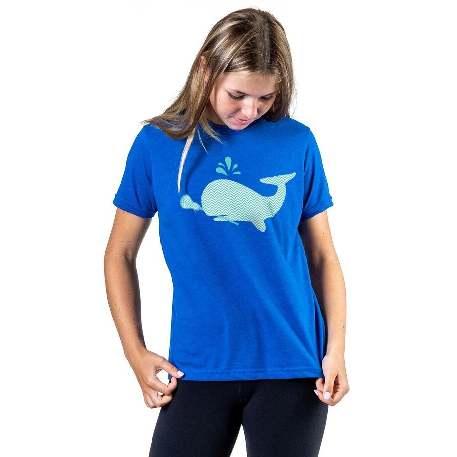 Girls Lacrosse Short Sleeve T-Shirt - Chevron Lax Whale 2 Girls Lacrosse Short Sleeve T-Shirt - Chevron Lax Whale - Image 2