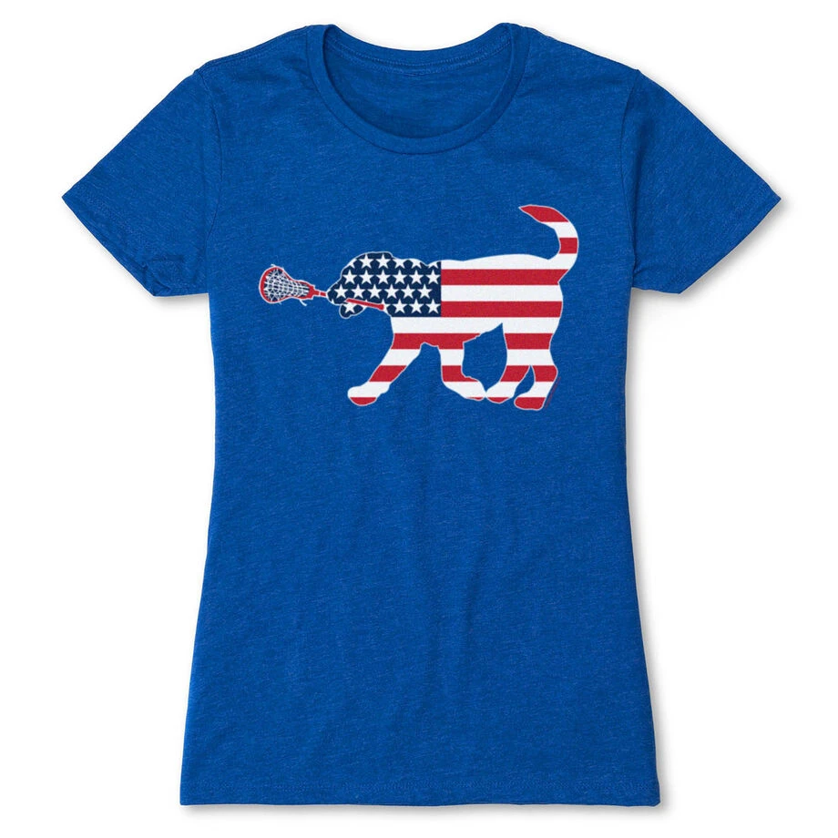 Girls Lacrosse Women's Everyday Tee - Patriotic LuLa The Lax Dog 1 Girls Lacrosse Women's Everyday Tee - Patriotic LuLa The Lax Dog