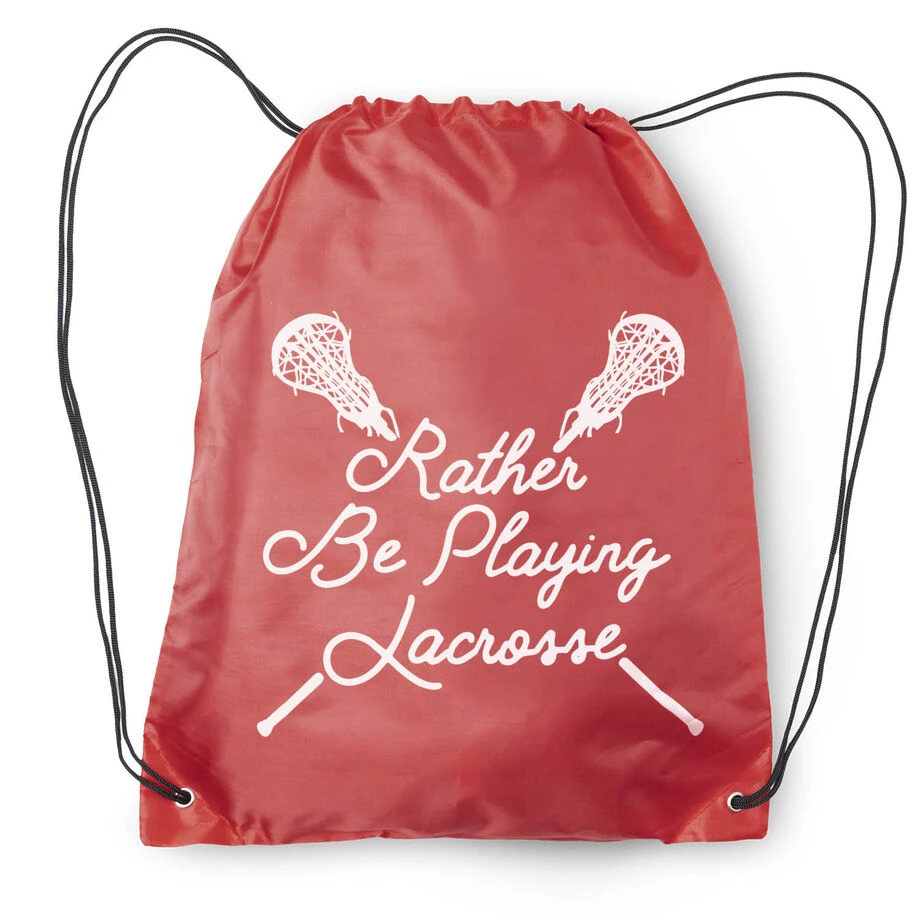 Girls Lacrosse Drawstring Backpack - Rather Be Playing Lacrosse 2 Girls Lacrosse Drawstring Backpack - Rather Be Playing Lacrosse - Image 2