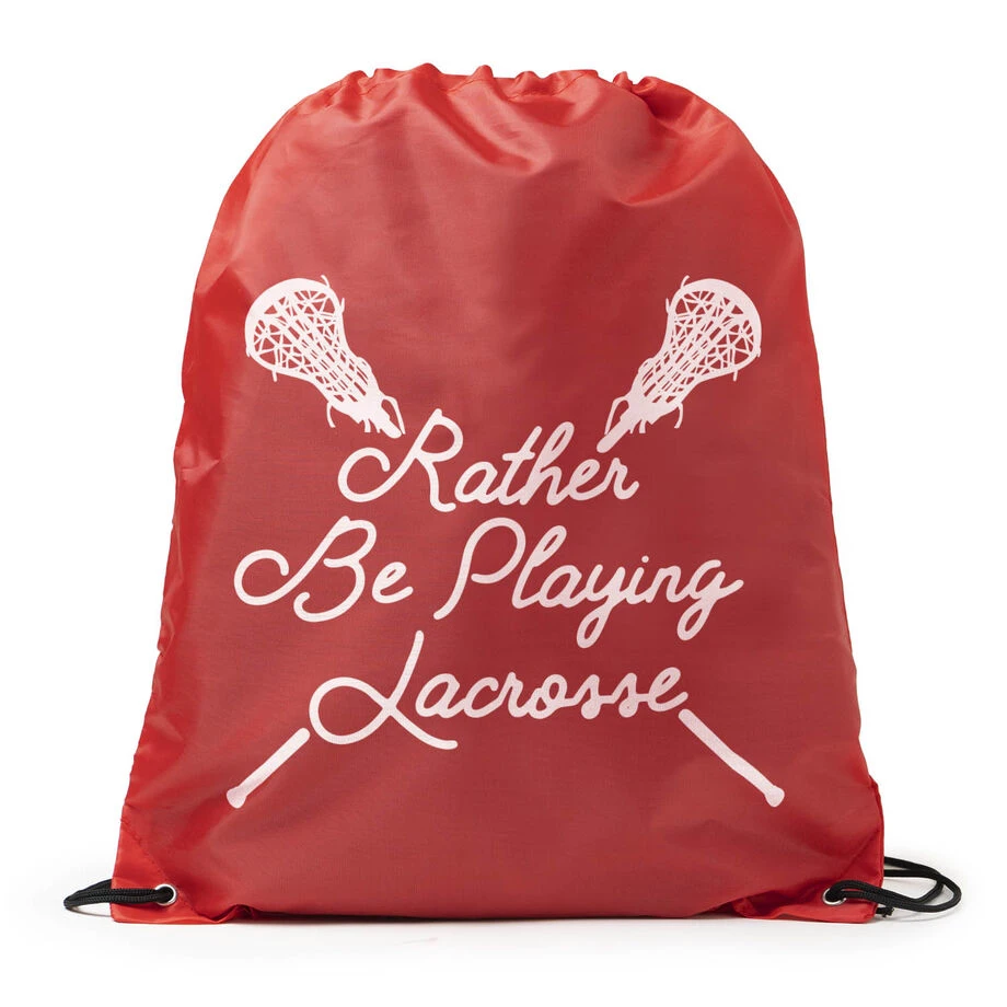 Girls Lacrosse Drawstring Backpack - Rather Be Playing Lacrosse 1 Girls Lacrosse Drawstring Backpack - Rather Be Playing Lacrosse