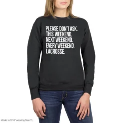Lacrosse Crewneck Sweatshirt - All Weekend Lacrosse -Sport Play Mode lx 10693 BLACK ADULTFEMALE