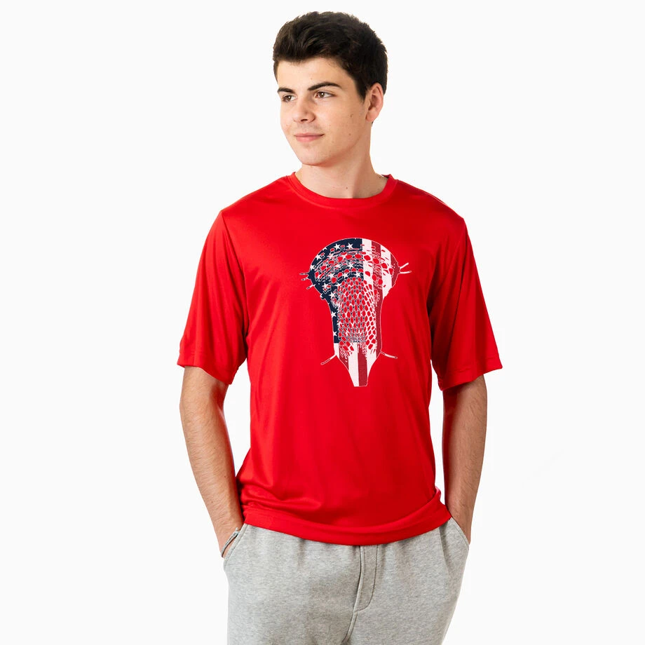 Guys Lacrosse Short Sleeve Performance Tee - Patriotic Stick 2 Guys Lacrosse Short Sleeve Performance Tee - Patriotic Stick - Image 2