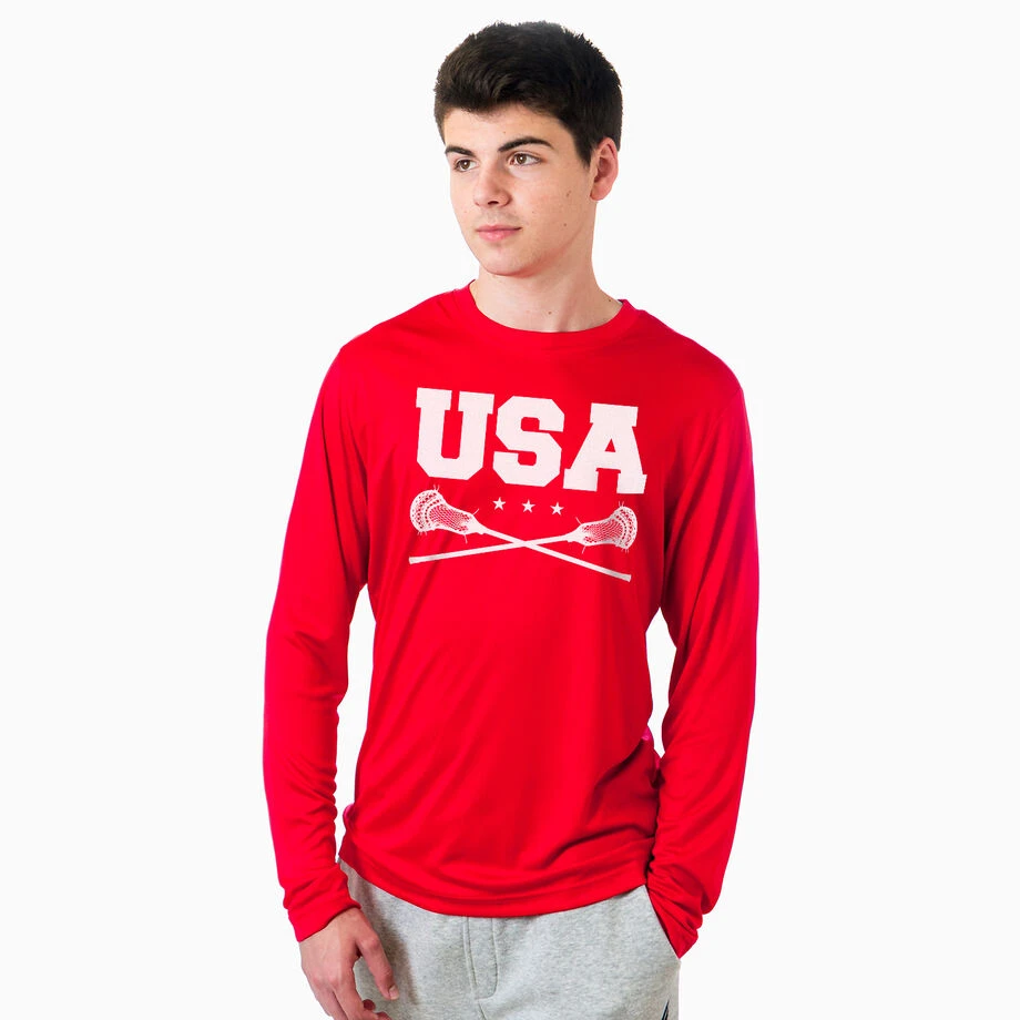 Guys Lacrosse Long Sleeve Performance Tee - USA Lacrosse 2 Guys Lacrosse Long Sleeve Performance Tee - USA Lacrosse - Image 2