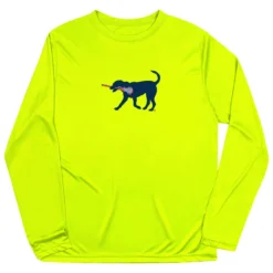 Girls Lacrosse Long Sleeve Performance Tee - LuLa The Lax Dog(Blue)
