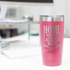 Girls Lacrosse 20oz. Double Insulated Tumbler - Home Is Where Your Lacrosse Mom Is -Sport Play Mode lx 11220 PINK DESK