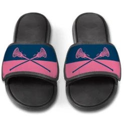 Girls Lacrosse Repwell® Slide Sandals - Colorblock Sticks -Sport Play Mode lx 11306 NAVYPINK FRONT
