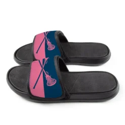 Girls Lacrosse Repwell® Slide Sandals - Colorblock Sticks -Sport Play Mode lx 11306 NAVYPINK SIDE